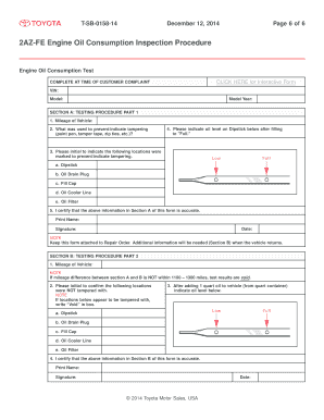 Oil Consumption Test Sheet  Form