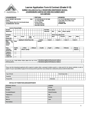 Grade 8 Application Forms