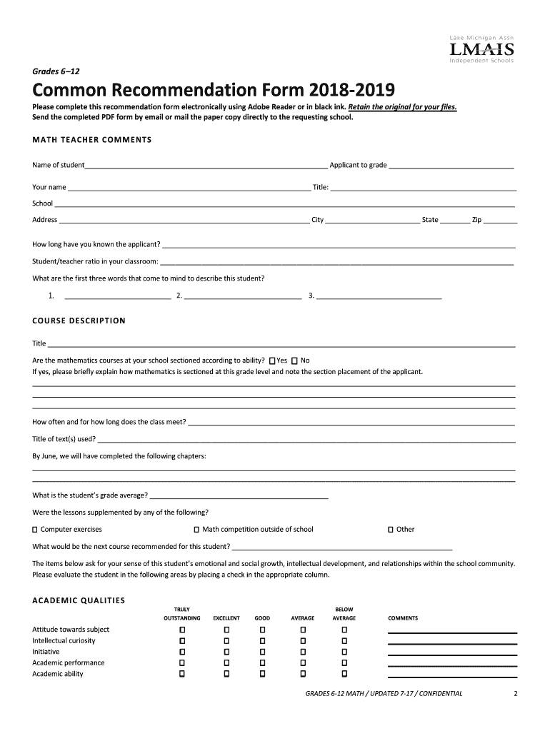 Top Illinois Lake Michigan Association of Independent Schools Private  Form