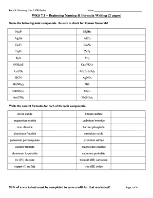 Pre Ap Chemistry Unit 7 Hw Packet Answer Key  Form