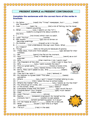Present Continuous Exercises PDF  Form