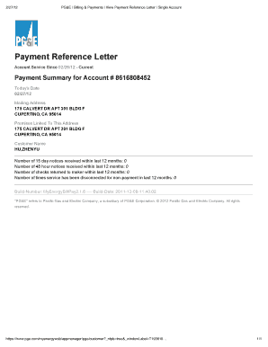 PG&amp;E Billing &amp; Payments View Payment Reference Letter Single Account  Form
