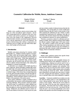 Geometric Calibration for Mobile, Stereo, Autofocus Cameras  Form