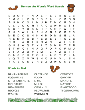 Worm Word Search  Form