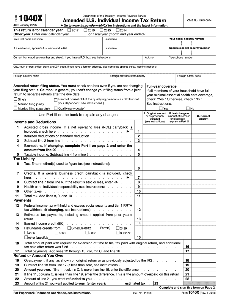 Get and Sign 1040x 2018 Form
