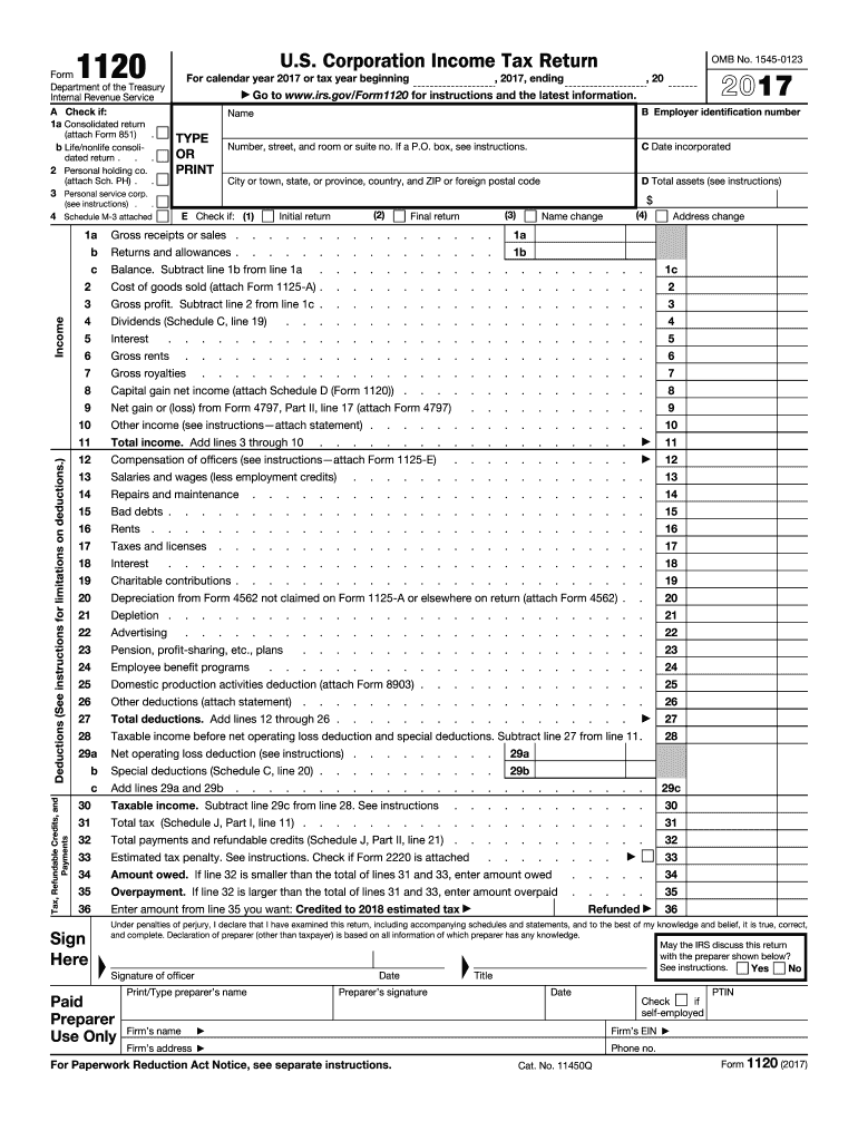  Irs Form 1120 2017