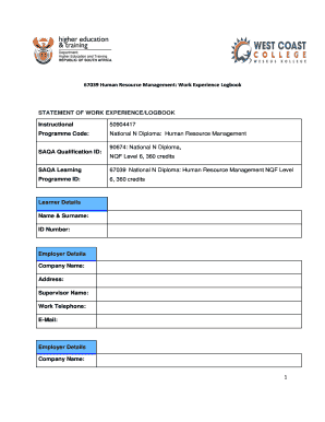 Example of Logbook for Internship Hr  Form