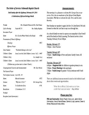 Baptist Church Order of Service Template  Form