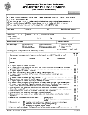 Printable Application for Snap Benefits  Form