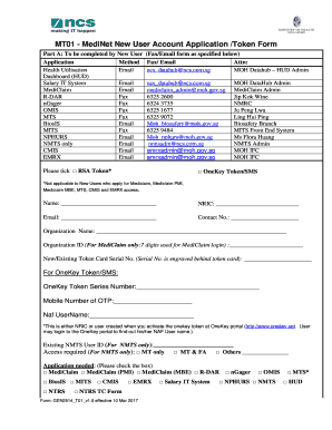 MT01 MediNet New User Account Application Token Form