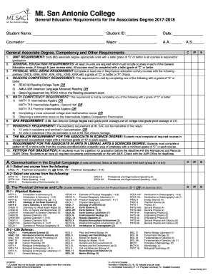 Associate&#039;s Degree Requirements  Form