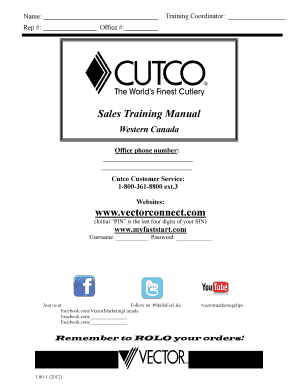 Cutco Training Manual  Form
