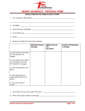 MONEY INSURANCE PROPOSAL FORM