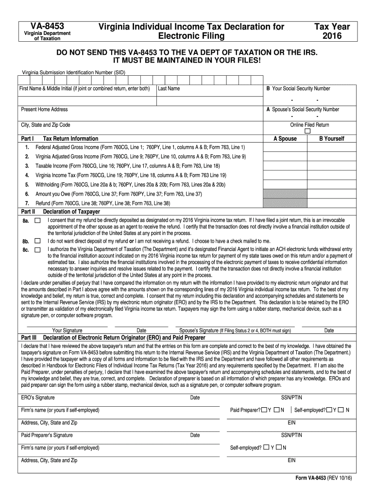  Individual Income Tax Electronic Filing FAQs  Virginia Department of 2016