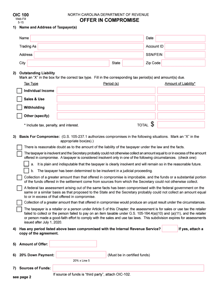  Form Nc Oic 100 Instruction 2015-2024