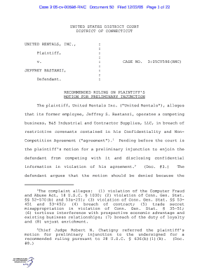 Case 305 Cv 00596 RNC Document 50 Filed 122205 Page 1 of 22  Form