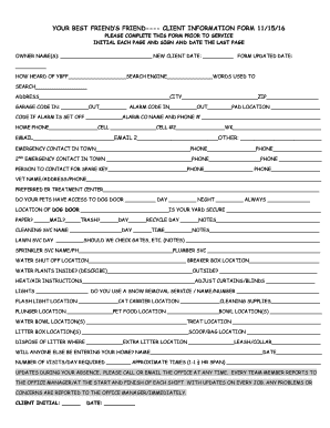 YOUR BEST FRIENDS FRIEND CLIENT INFORMATION FORM 111516