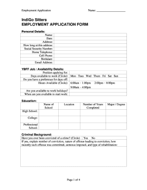 Indigo Job Application Form PDF