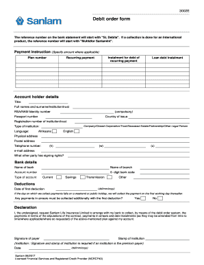 Sl Debits Sanlam  Form