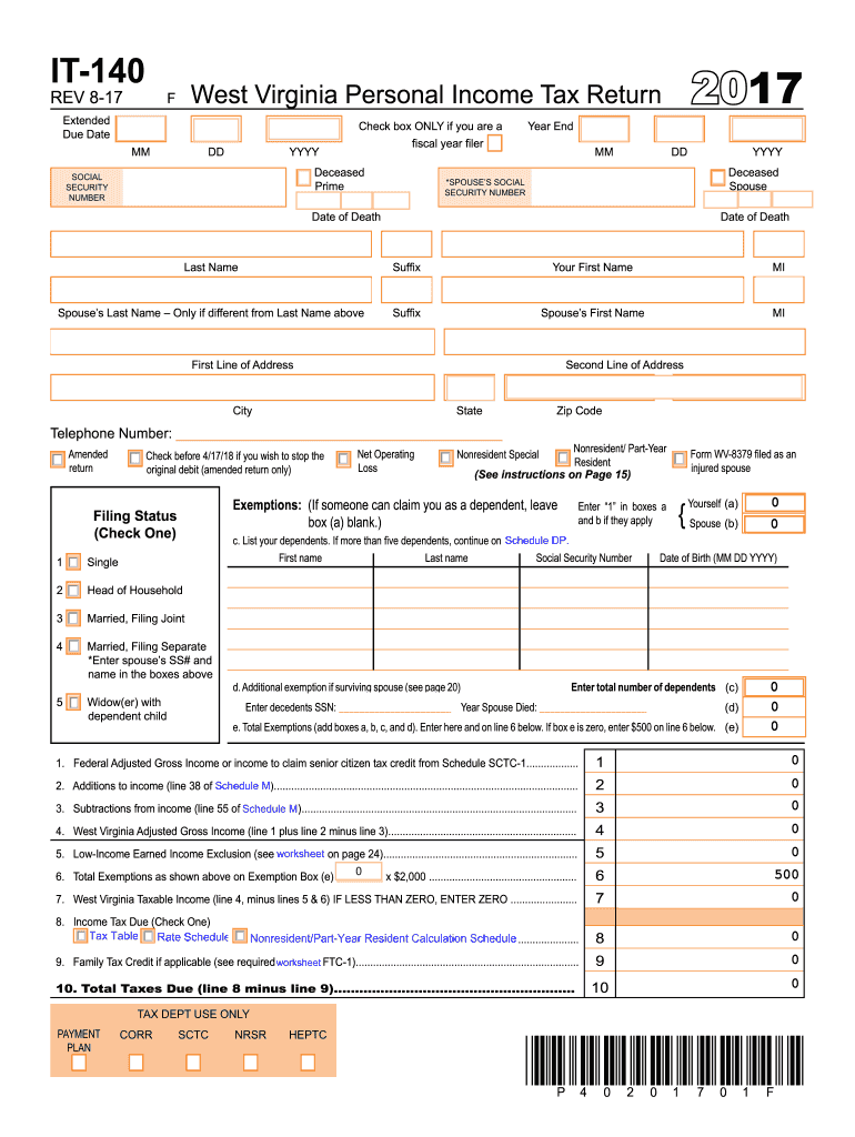  Wv State Tax Form 2017