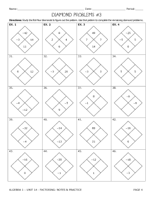 Diamond Problems Worksheet  Form