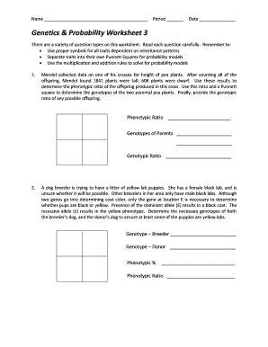 Genetics and Probability Worksheet 3 Answers  Form