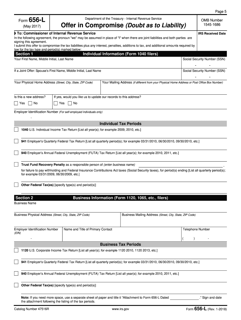  Irs Form 656 Printable 2018