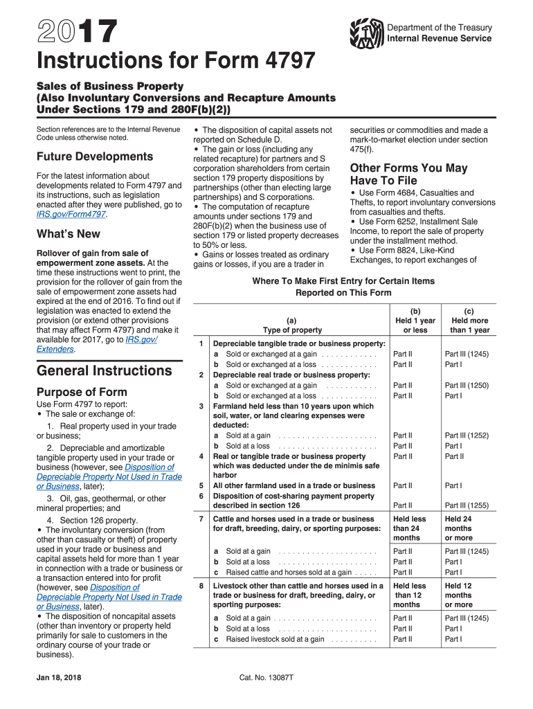  Fill Out 4797 Instructions  Form 2017