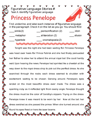 Princess Penelope Figurative Language PDF  Form