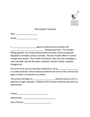 No Contact Agreement Template  Form