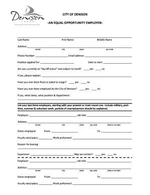 DENISON POLICE DEPARTMENT  Form