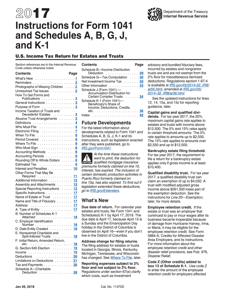  1041 Instructions  Form 2017