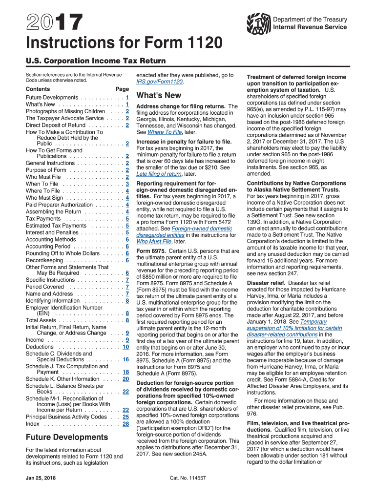  Irs Form 1120 Instructions 2017