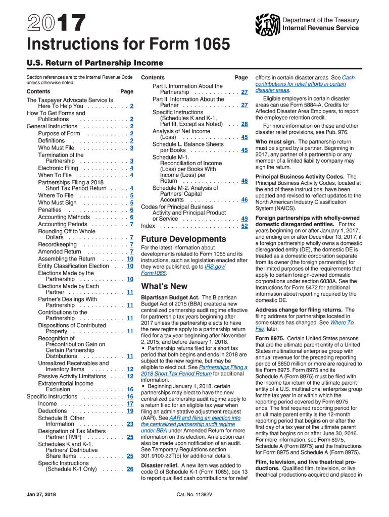  Irs Instruction 1065 Form 2017