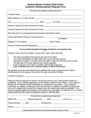 Gmc Reimbursement Claim Form