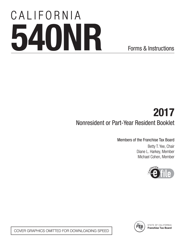  California 540NR Nonresident or Part Year Resident Booklet Forms & Instructions  California 540NR Nonresident 2017
