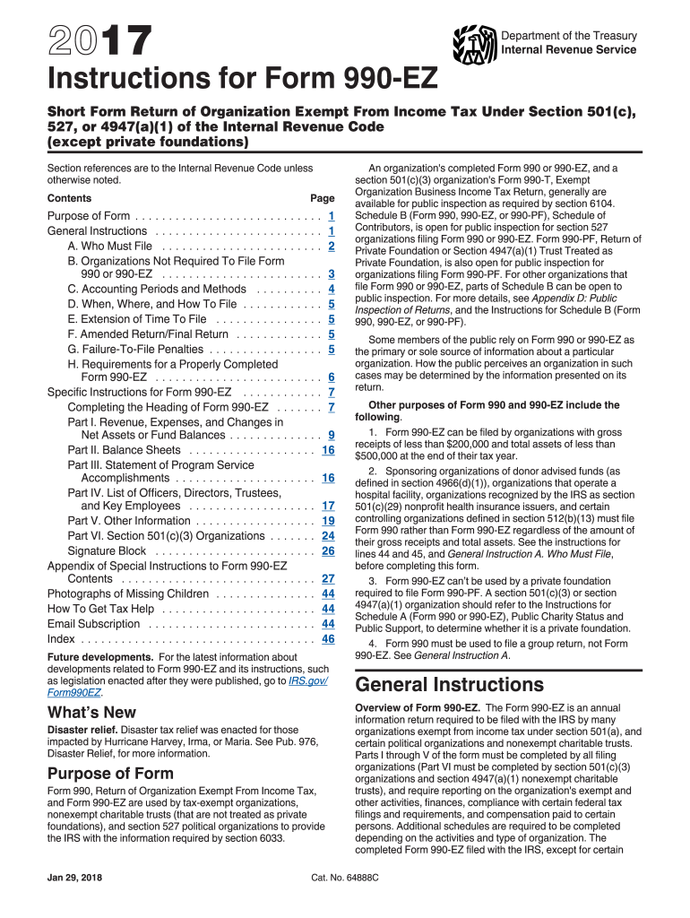  990 Ez Instructions Form 2017