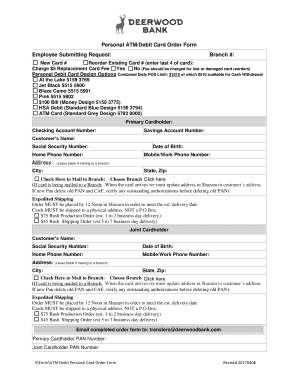 Personal ATMDebit Card Order Form