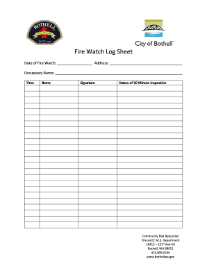 Fire Watch Sheet  Form
