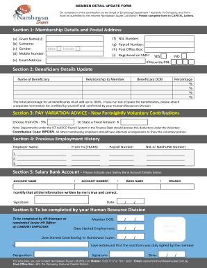 Nambawan Super Member Detail Update Form