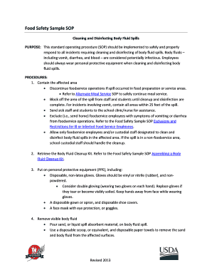 Sop Food Safety  Form