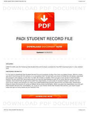 Padi Student Record File PDF  Form