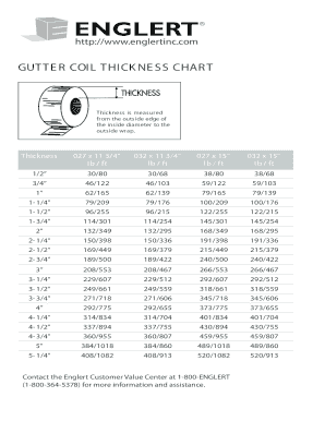 Gutter Coil Thickness Chart  Form