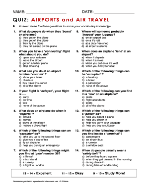 Quiz Airports and Air Travel  Form