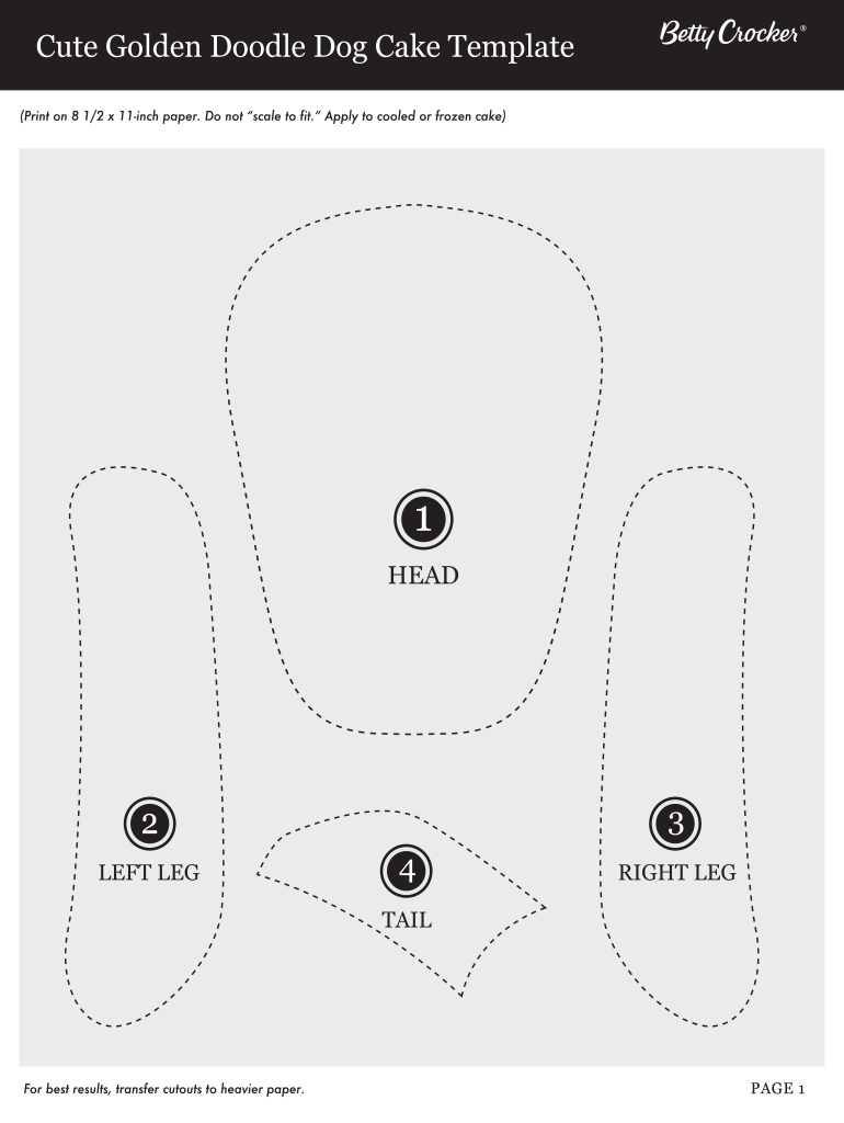 Cute Golden Doodle Dog Cake Template  Form