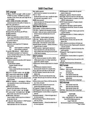 Sas Cheat Sheet PDF  Form