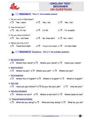 Grammar Test for Beginners  Form