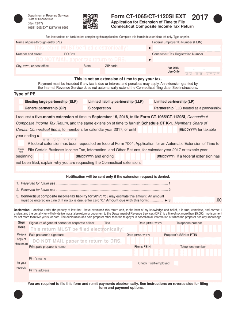  Ct 1120si  Form 2017