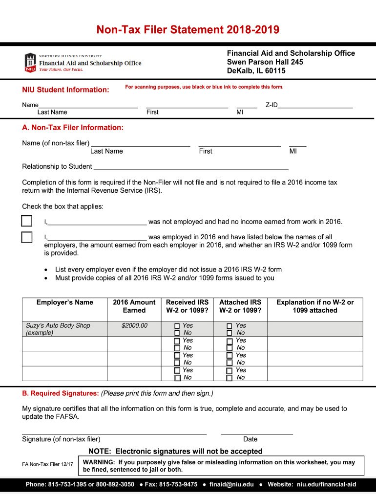 Non Tax Filer Statement Fill Out And Sign Printable Pdf Template