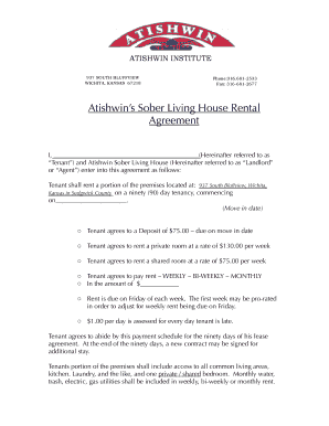 Sober Living Contract Template  Form